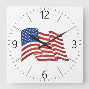 Amerikaanse vlag vierkante klok