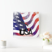 Amerikaanse vlag vierkante klok (Huis)