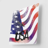 Amerikaanse vlag vierkante klok (Hoek)