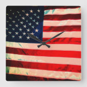 Amerikaanse vlag vierkante klok (Voorkant)