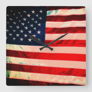 Amerikaanse vlag vierkante klok
