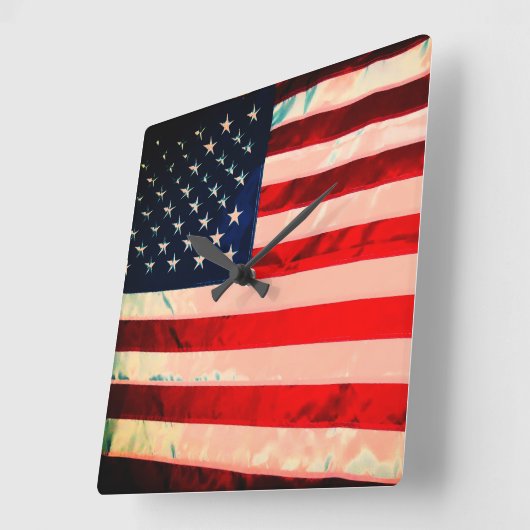 Amerikaanse vlag vierkante klok (Hoek)