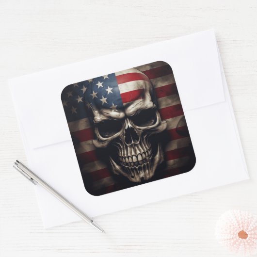 Amerikaanse vlag vierkante sticker (Envelop)