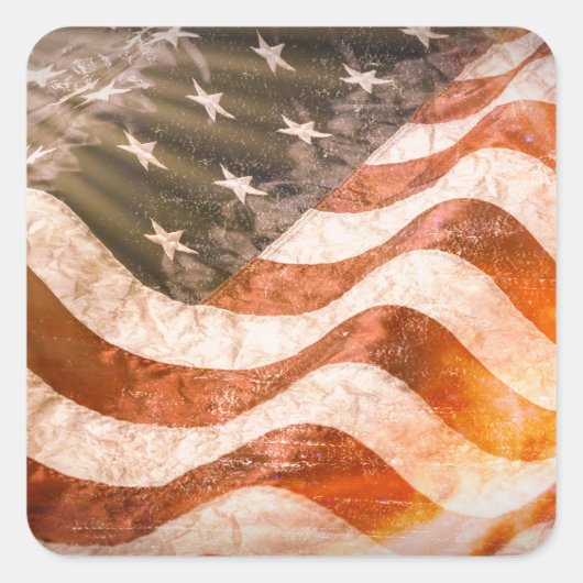Amerikaanse vlag vierkante sticker (Voorkant)