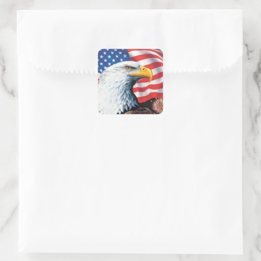 Amerikaanse vlag vierkante sticker (Tas)