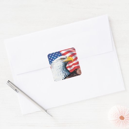 Amerikaanse vlag vierkante sticker (Envelop)