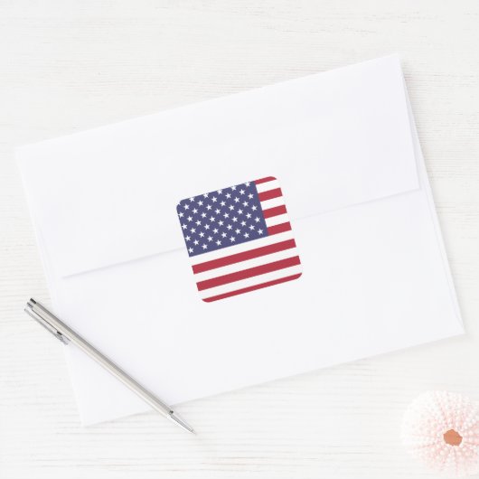 Amerikaanse vlag vierkante sticker (Envelop)