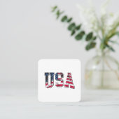 Amerikaanse  vlag vierkante visitekaartje (Staand voorkant)