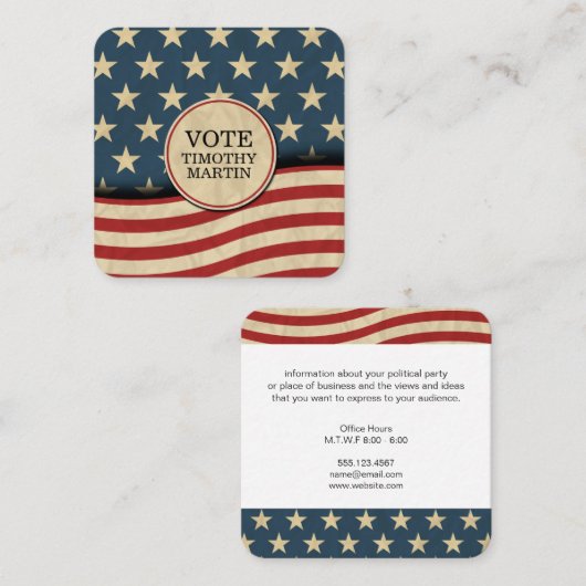 Amerikaanse vlag vierkante visitekaartje (Voorkant / Achterkant)
