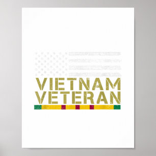 Amerikaanse Vlag Vietnam Veteraan - Oude Man Vietn Poster