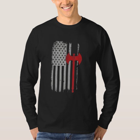Amerikaanse vlag Viking Ax T-shirt (Voorkant)