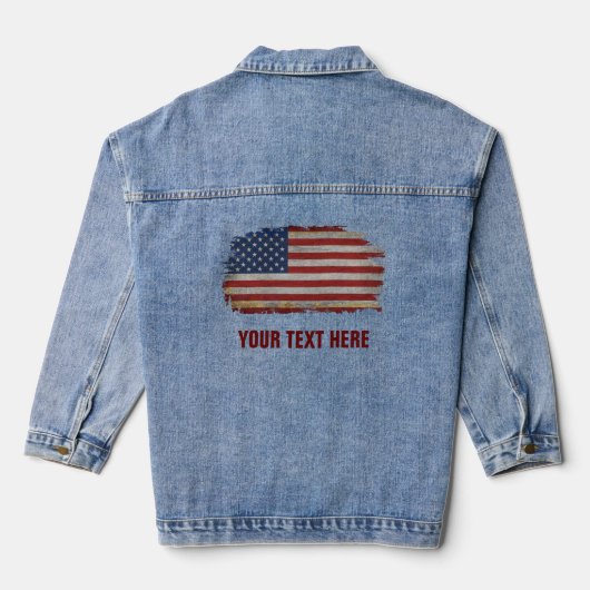 AMERIKAANSE VLAG VINTAGE AANGEPASTE TEKST DENIM JACKET (Achterkant)
