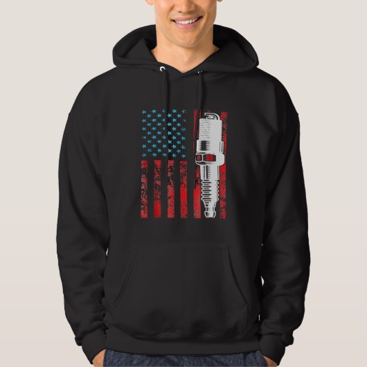 Amerikaanse Vlag Vintage Car Usa Hoodie (Voorkant)