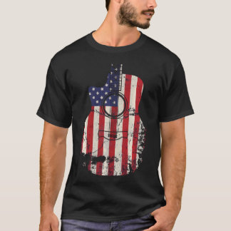 Amerikaanse Vlag Vintage Gitaar Voor 4 Juli T-shirt