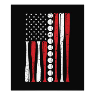 Amerikaanse Vlag Vintage Honkbal Vlag 4 juli Foto Afdruk