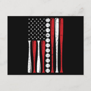 Amerikaanse Vlag Vintage Honkbal Vlag 4 juli Informatiekaartje