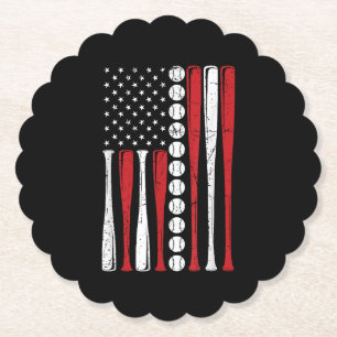 Amerikaanse Vlag Vintage Honkbal Vlag 4 juli Kartonnen Onderzetters