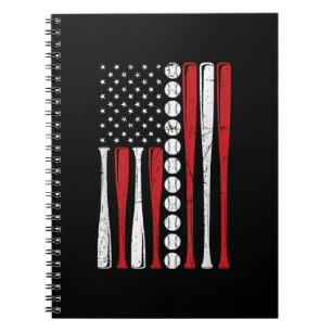 Amerikaanse Vlag Vintage Honkbal Vlag 4 juli Notitieboek