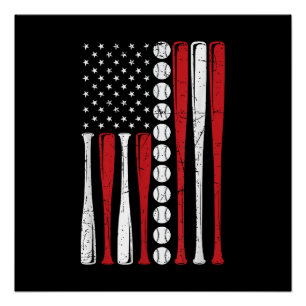 Amerikaanse Vlag Vintage Honkbal Vlag 4 juli Perfect Poster