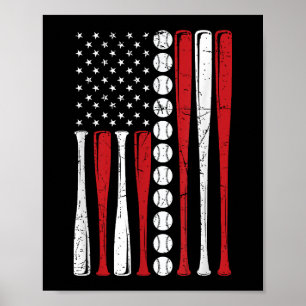 Amerikaanse Vlag Vintage Honkbal Vlag 4 juli Poster