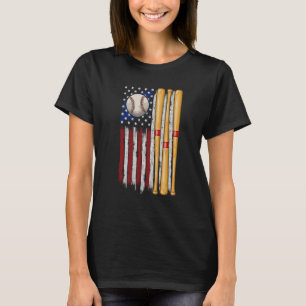 Amerikaanse Vlag Vintage Honkbal Vlag Moeder Vade T-shirt