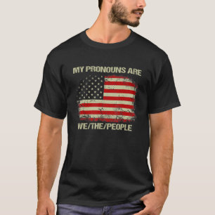 Amerikaanse Vlag Vintage Mijn Pronouns Zijn Wij He T-shirt