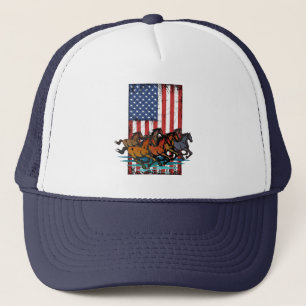 AMERIKAANSE VLAG VINTAGE PAARD TRUCKER PET
