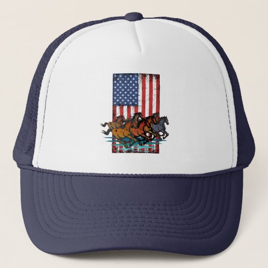 AMERIKAANSE VLAG VINTAGE PAARD TRUCKER PET (Voorkant)