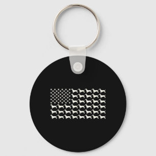 Amerikaanse Vlag Vintage Patriottische Dachshund V Sleutelhanger