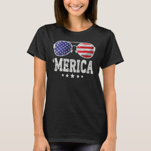 Amerikaanse Vlag Vintage Retro 4 juli Merica Zon T-shirt