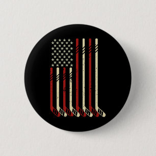 Amerikaanse Vlag Vintage Usa IJshockey Liefhebber Ronde Button 5,7 Cm