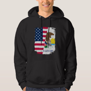 Amerikaanse vlag Vintage van de staat Illinois Hoodie