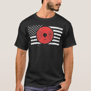 Amerikaanse vlag Vinyl Record DJ Platenspeler T-shirt
