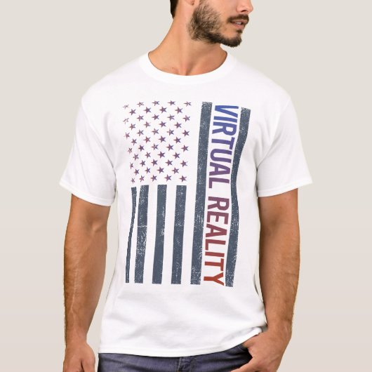 Amerikaanse vlag Virtual Reality VR T-shirt (Voorkant)