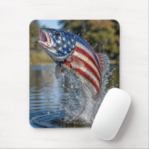 Amerikaanse Vlag Vis die uit het Water springt Muismat
