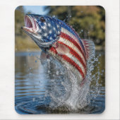 Amerikaanse Vlag Vis die uit het Water springt Muismat (Voorkant)