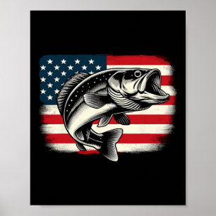 Amerikaanse vlag Vis Gevist Patriottisch Poster