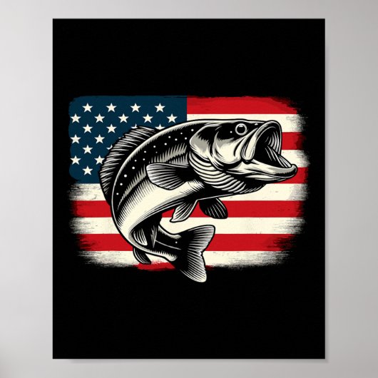 Amerikaanse vlag Vis Gevist Patriottisch Poster (Voorkant)