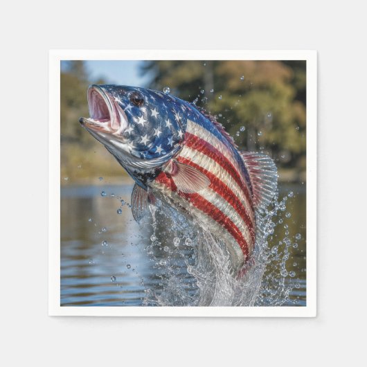 Amerikaanse Vlag Vis Ontwerp Servet (Voorkant)