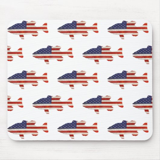 Amerikaanse vlag vis op wit muismat (Voorkant)