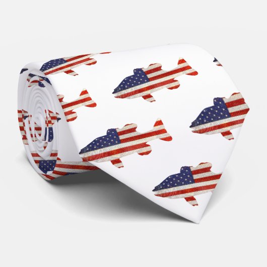 Amerikaanse vlag vis op wit stropdas (Opgerold)