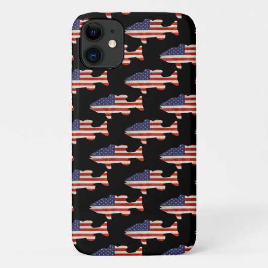 Amerikaanse vlag vis op zwart Case-Mate iPhone case (Achterkant)