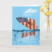 Amerikaanse Vlag Vis Springt uit Water Kaart (Gele Bloem)