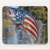 Amerikaanse Vlag Vis Springt uit Water Muismat (Voorkant)