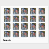 Amerikaanse Vlag Vis Springt uit Water Vierkante Sticker (Vel)