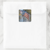 Amerikaanse Vlag Vis Springt uit Water Vierkante Sticker (Tas)