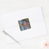 Amerikaanse Vlag Vis Springt uit Water Vierkante Sticker (Envelop)