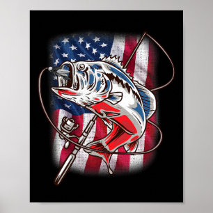 Amerikaanse Vlag Vis T-shirt Vintage Usa Byss Viss Poster