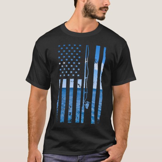 Amerikaanse vlag Vis Visser Visser Grappige Bas T-shirt (Voorkant)