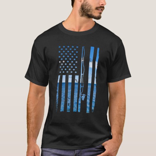 Amerikaanse vlag Vis Visser Visser Grappige Bas Vi T-shirt (Voorkant)